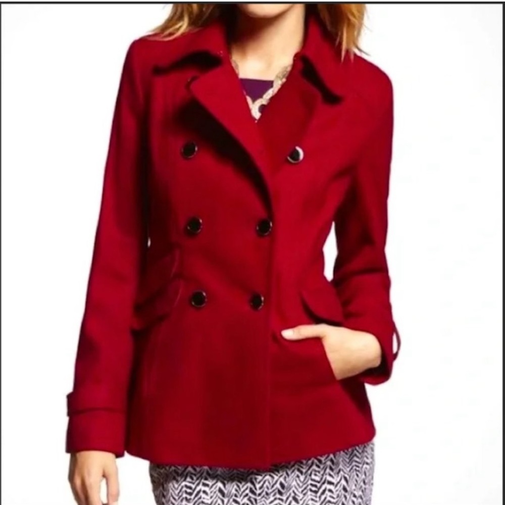 Express Red Double Breasted Wool Coat - image 1